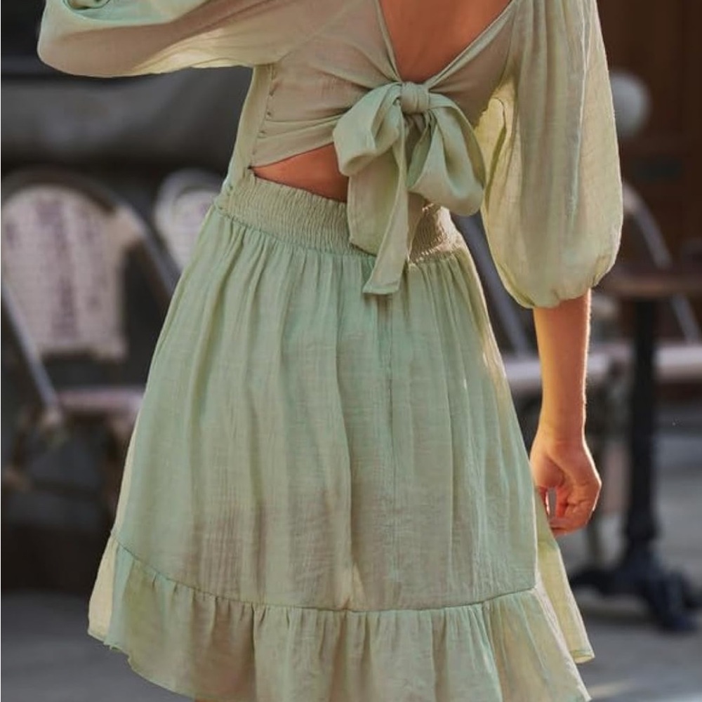 Elegant Olive Off-Shoulder Dress - Picture 3 of 5